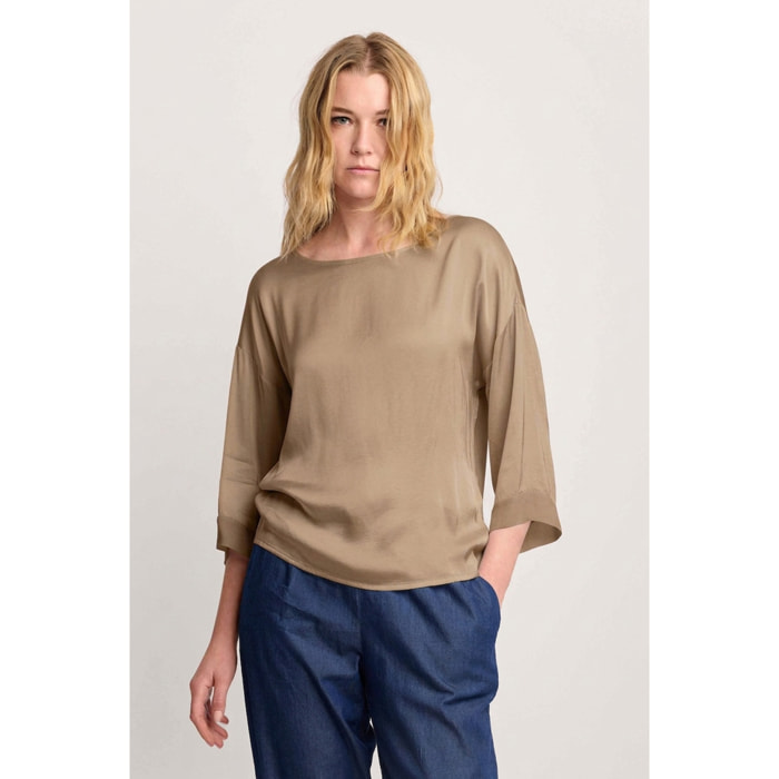 Kocca - Blusa a maniche lunghe in viscosa Donna, Tinta unita, Girocollo