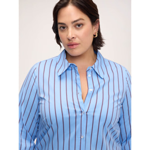Fiorella Rubino - Camicia a righe in cotone stretch - Azzurro