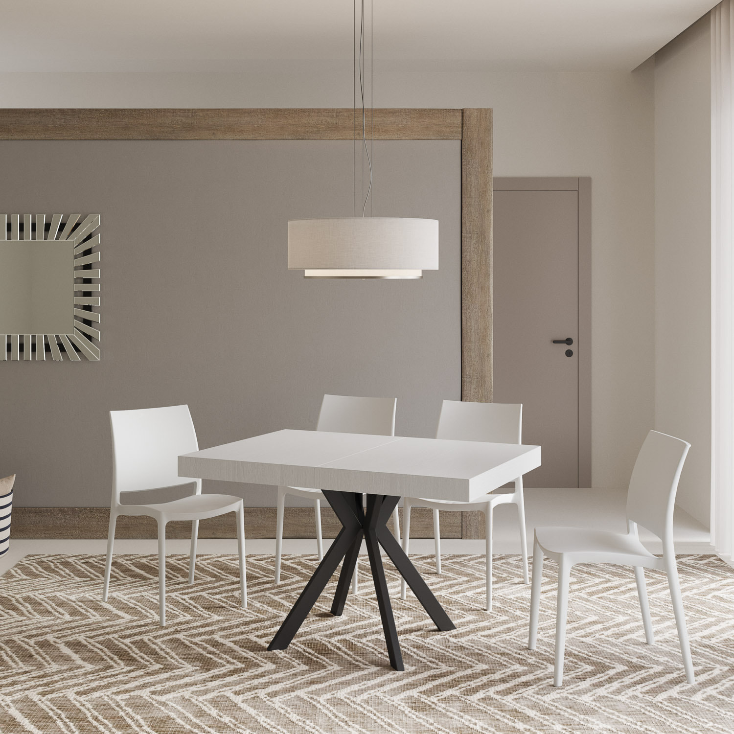 Tavolo allungabile 80x120/204 cm Dolcezza bianco frassino gambe antracite