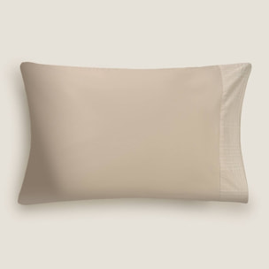 Funda de almohada algodón 180 hilos textura Ritcuad color marron beige 100% Algodón