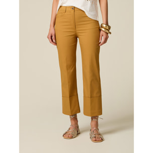 Oltre - Pantalones cropped con vuelta - Amarillo