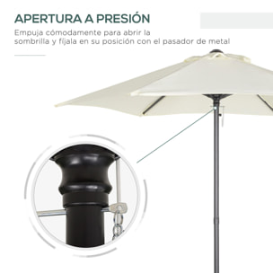 Outsunny Sombrilla Jardín Ø2x2 m Parasol de Aluminio con Poste Desmontable Beige