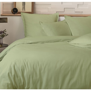 Parure De Couette + 2 taies 100% percale De Coton 80 Fils/cm2-uni Sauge