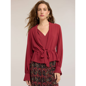Motivi - Blusa in georgette con scollo a scialle - Bordeaux