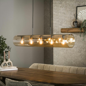Suspension tube en verre ambré 5 lampes RALF