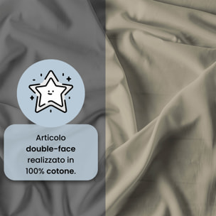 PARURE COPRIPIUMINO NATURAL COLOR, 100% Cotone, Made in Italy - TORTORA/FUMO