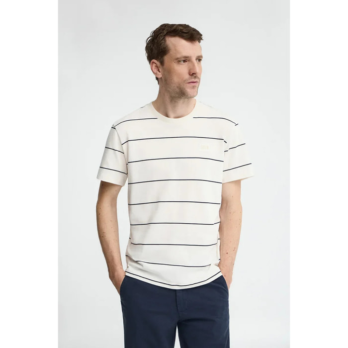 Camiseta de rayas color crudo y azul marino con parche Polo Club