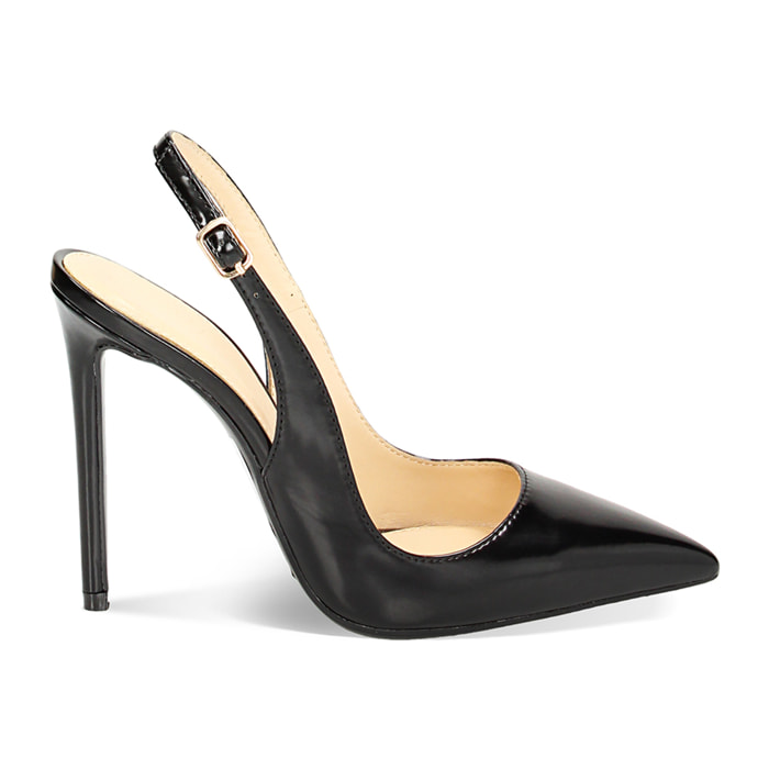 Décolleté slingback nere, tacco 11 cm