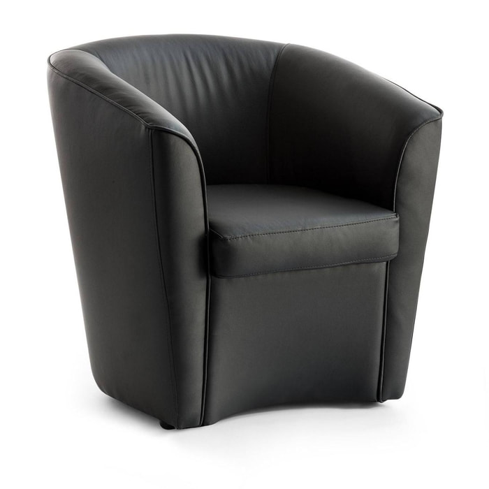 Poltrona Annaluna, Poltrona da salotto, 100% Made in Italy, Poltroncina relax in ecopelle, Cm 70x60h74, Nero