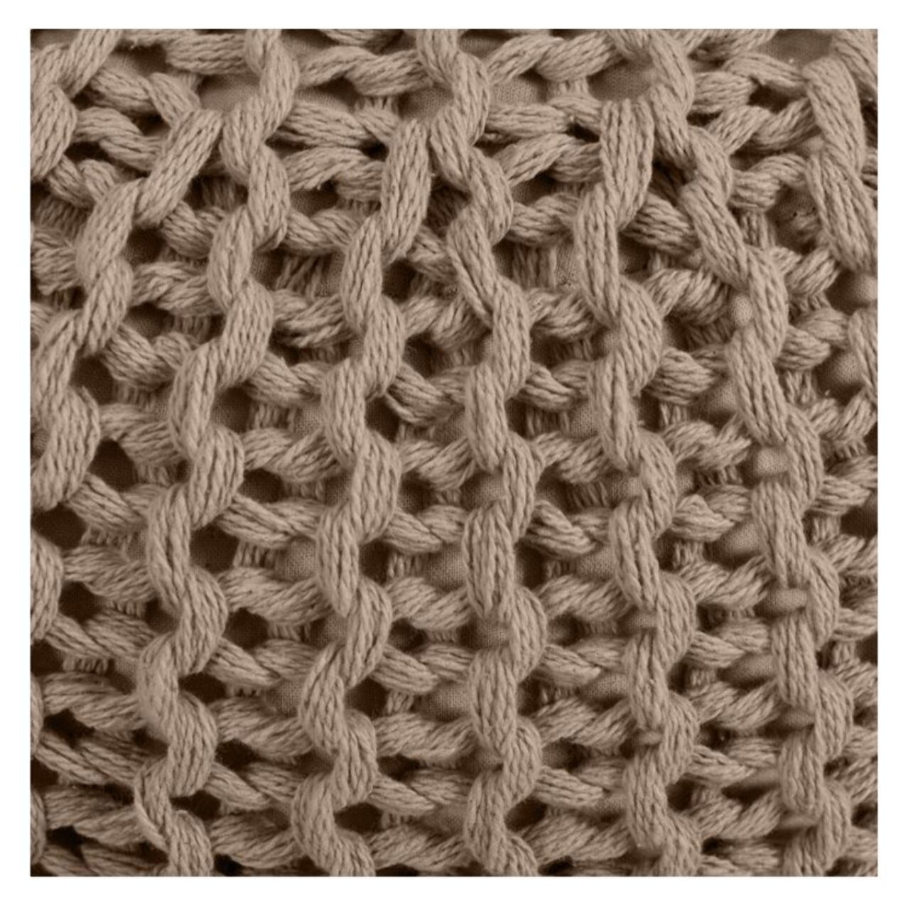 Pouf tricot rond en coton taupe D40 cm - Elisa
