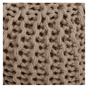 Pouf tricot rond en coton taupe D40 cm - Elisa