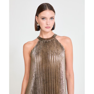 Abito plissettato color oro