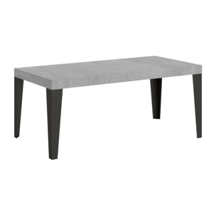 Table extensible 90x90/246 cm Flame Premium Gris Béton cadre Anthracite