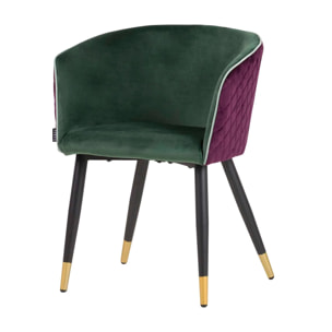 Silla Velvet Morado Y Verde 55x55x76 Cm