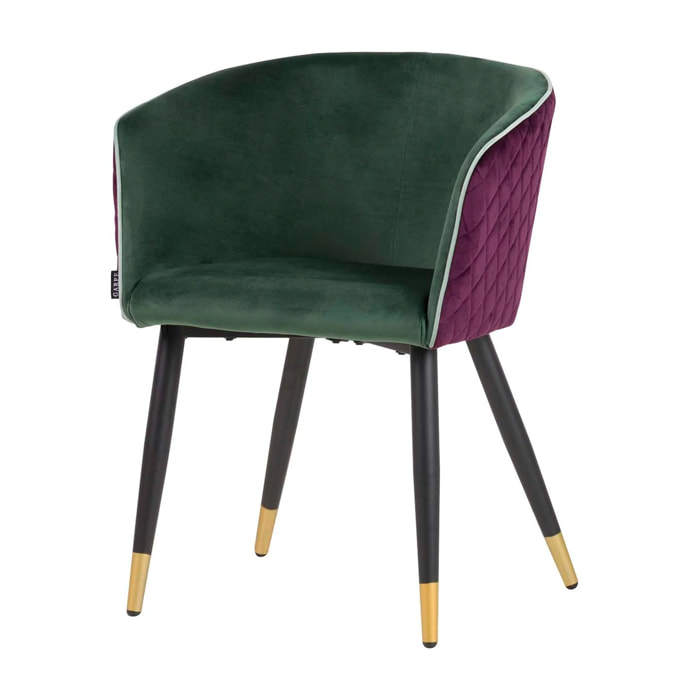 Silla Velvet Morado Y Verde 55x55x76 Cm