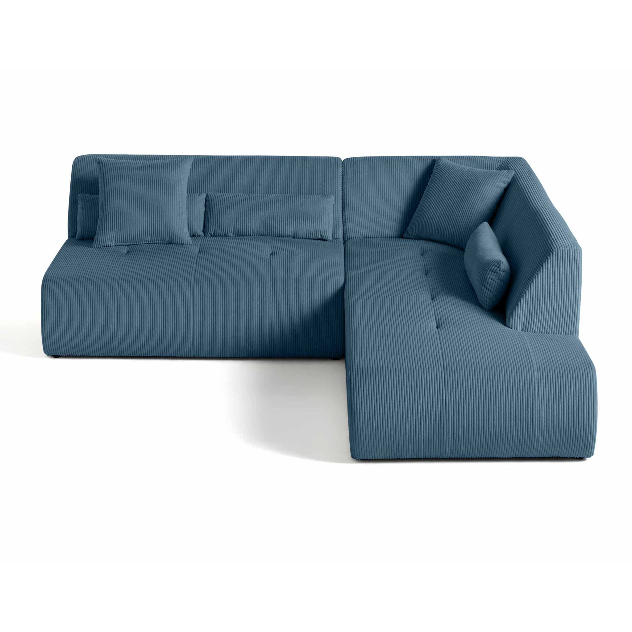 Onyx - canapé modulable d'angle droit - 5 places - en velours côtelé - Bleu