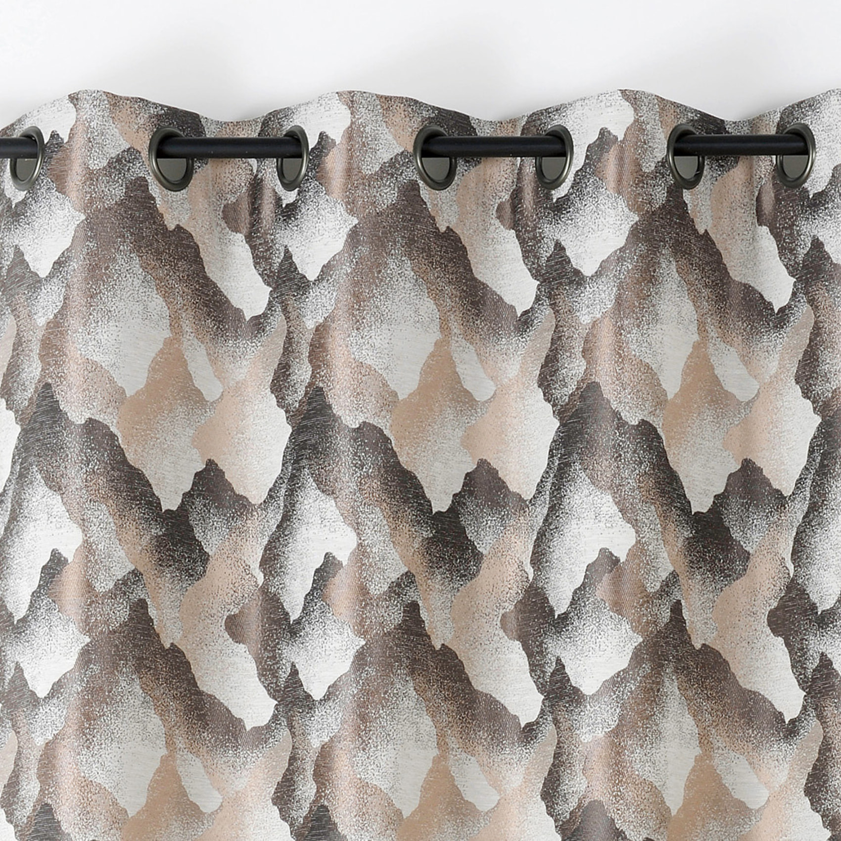 Rideau jacquard à oeillets motif minéral - Beige