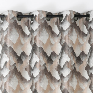 Rideau jacquard à oeillets motif minéral - Beige