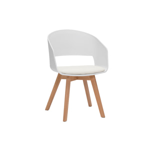 Chaise scandinave blanche et bois clair massif PRISMA