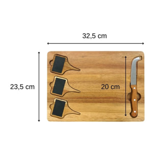 Plateau de fromages avec ardoises et couteau à fromage 32 x 23 cm Fackelmann