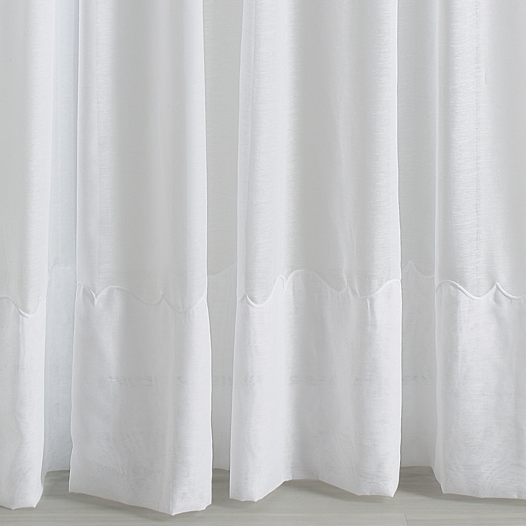 Voilage Poly-lin brodé Cornely - Blanc