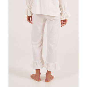 Pantalón de pijama de mujer con volante en el tobillo