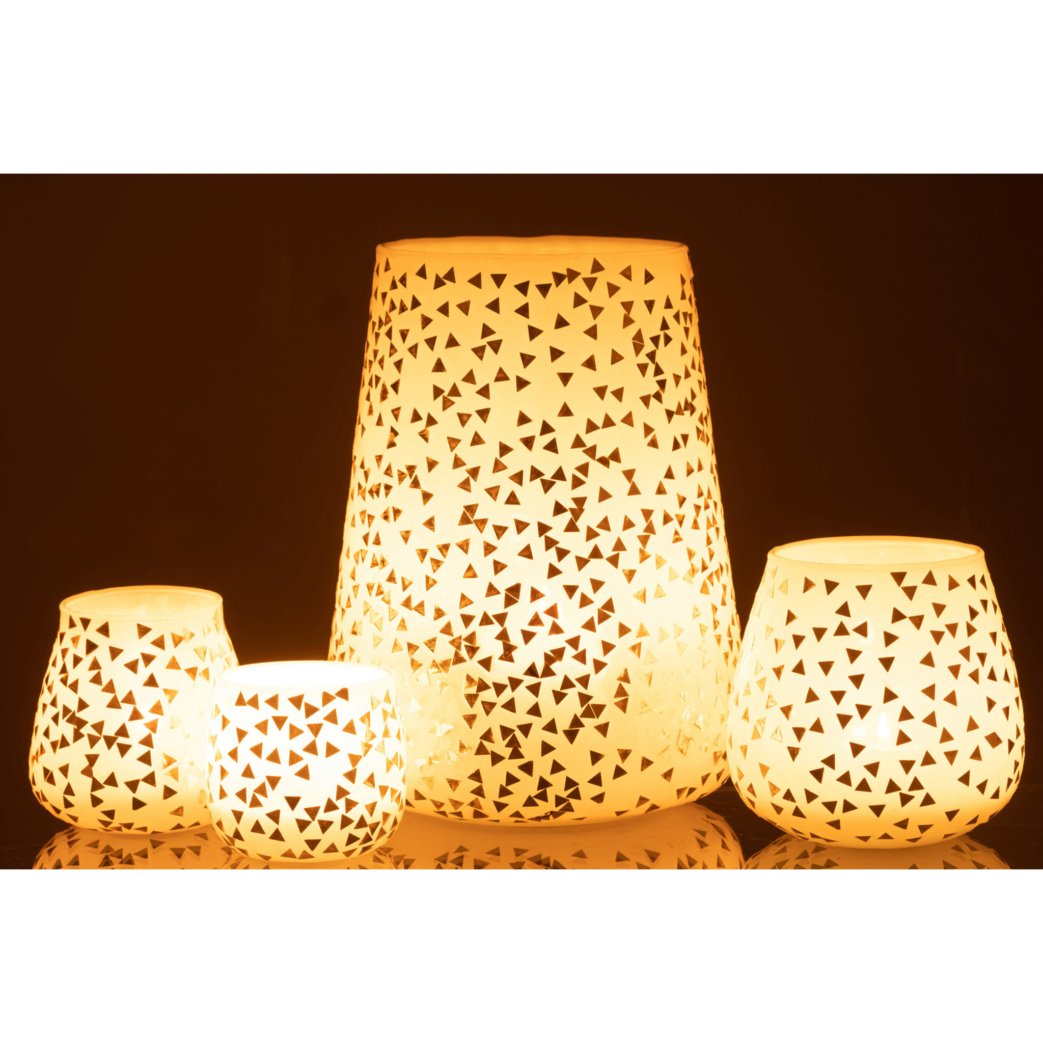 J-Line photophore Triangle - verre - blanc/or - extra large