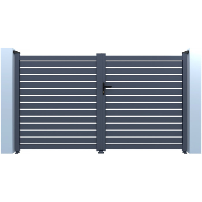 Portail aluminium semi ajouré "Julien" - 300 x 140 cm - Gris