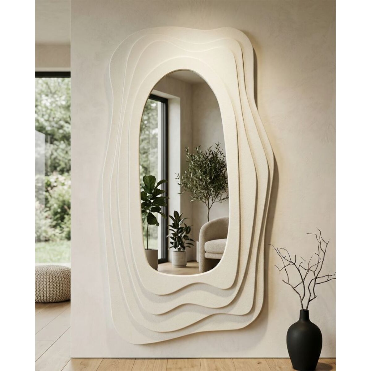 SPECCHIO DA MURO DAFNE BIANCO CM 90X4X165