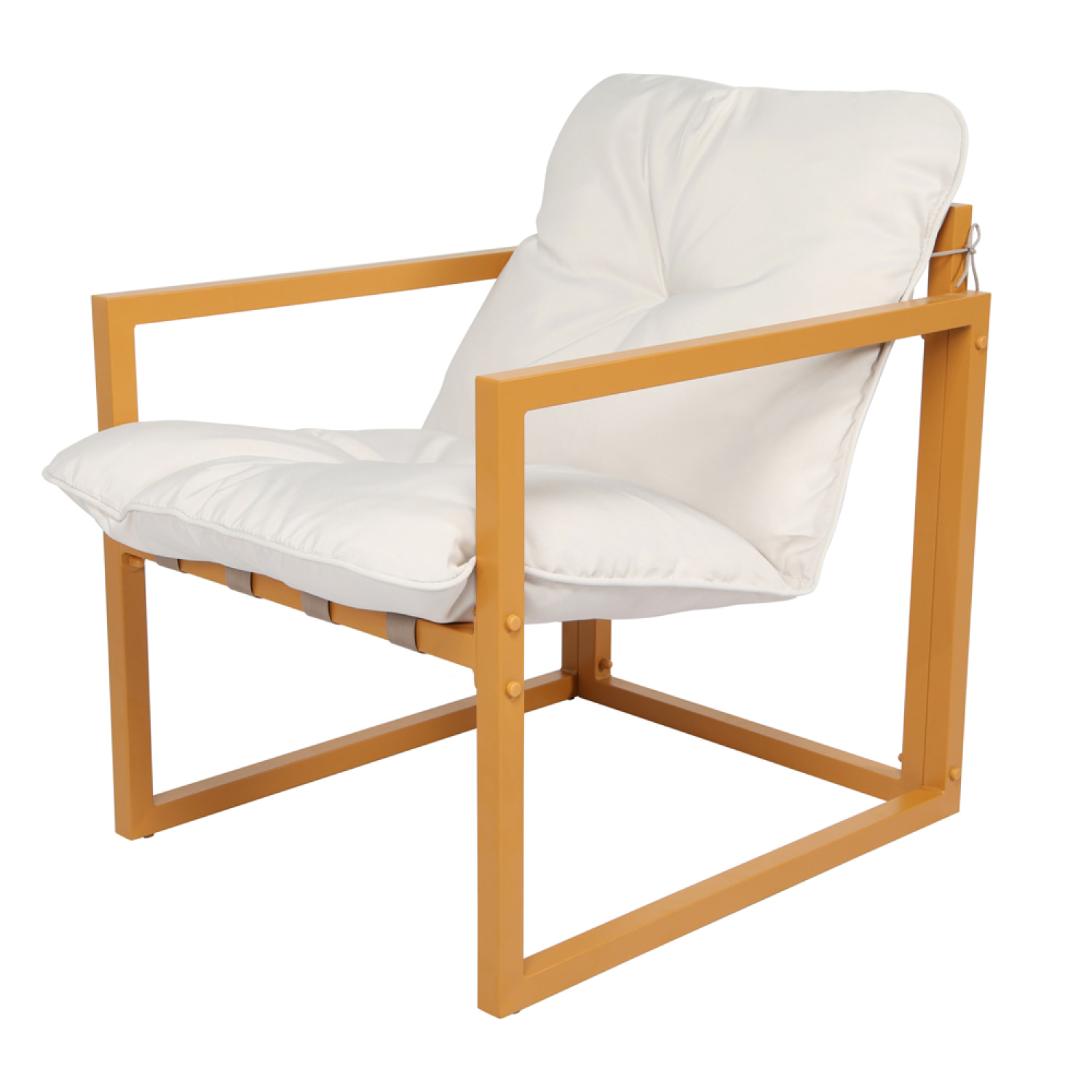 LANA Salon de jardin 5 places contemporain marron et coussins beiges