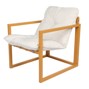 LANA Salon de jardin 5 places contemporain marron et coussins beiges