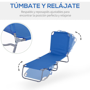Tumbona Plegable Tumbona de Jardín con Respaldo Ajustable en 5 Posiciones Carga 120 kg para Terraza Piscina Playa 187x55x24 cm Azul