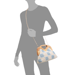 Bisenzio Bolso de mano Mujer. Fabricado en madera natural, algodón y paja trenzada.