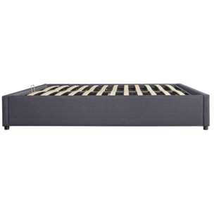 Lit coffre avec sommier Otto - Gris - Tissu