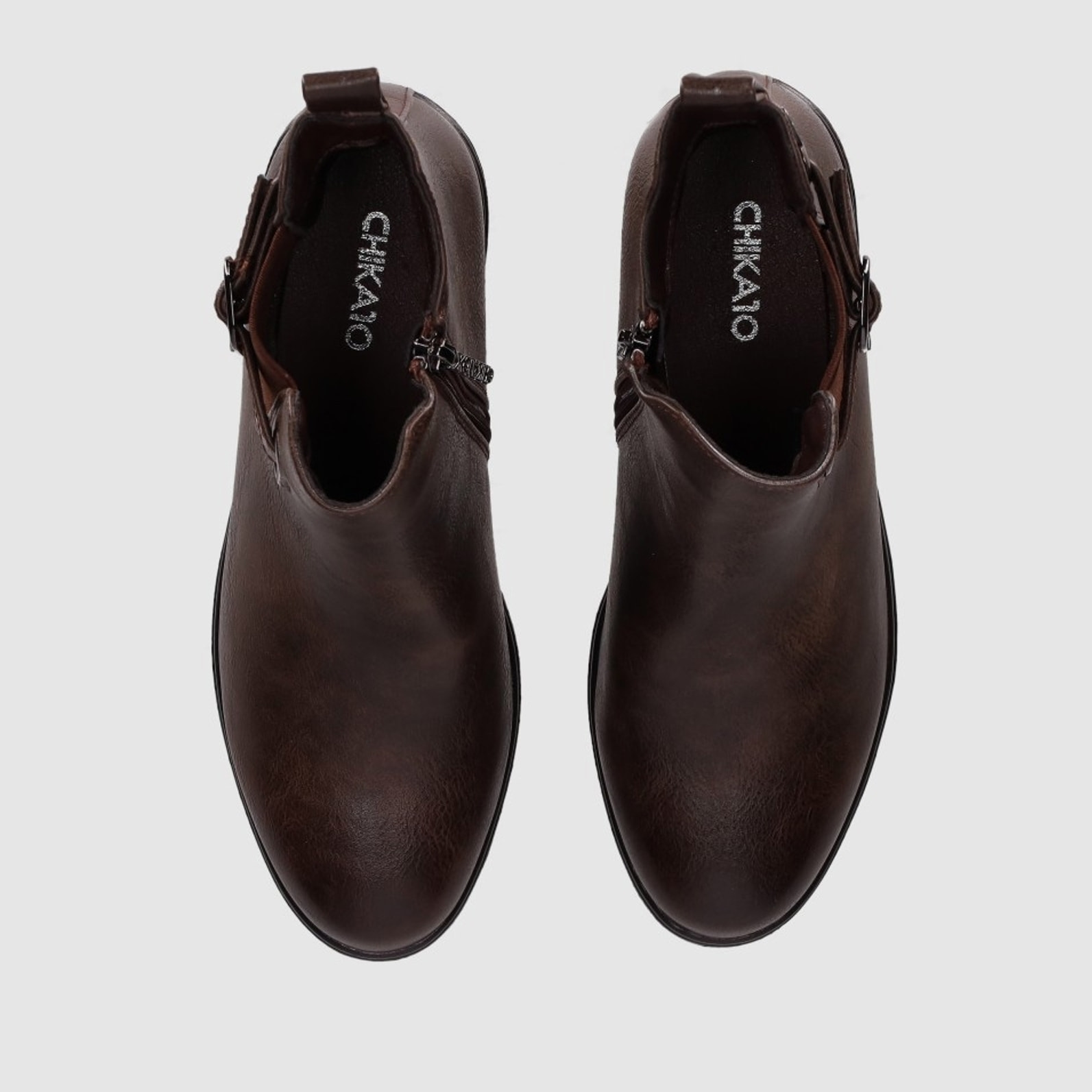 Botines de Piel Sintética - Marron - Tacón: 6 cm
