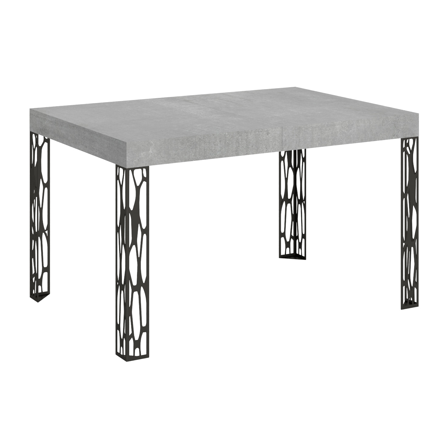 Table extensible 80x140/224 cm Ghibli Gris Béton cadre Anthracite