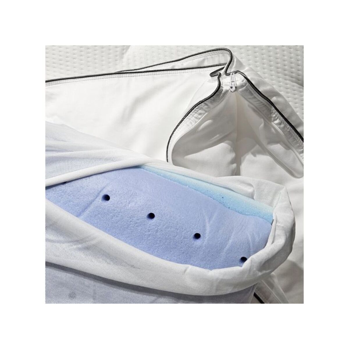Oreiller ajustable 65 x 45 cm mousse à mémoire de forme et gel - TOUCH