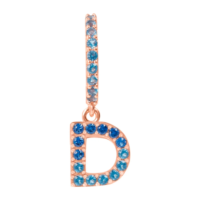Orecchino Pendente con Lettera D in Pavé di Cubic Zirconia Rosa