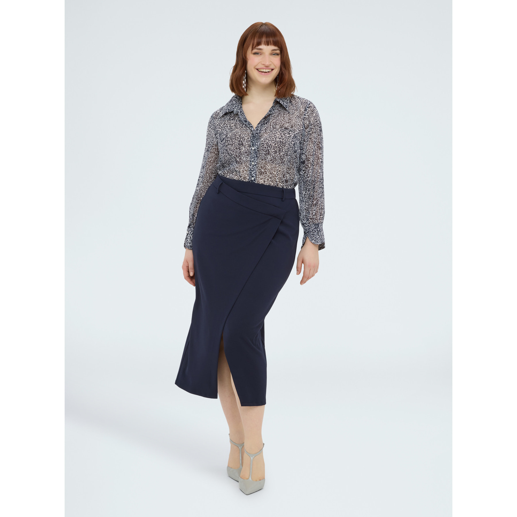 Fiorella Rubino - Camicia in creponne con stampa floreale - Blu