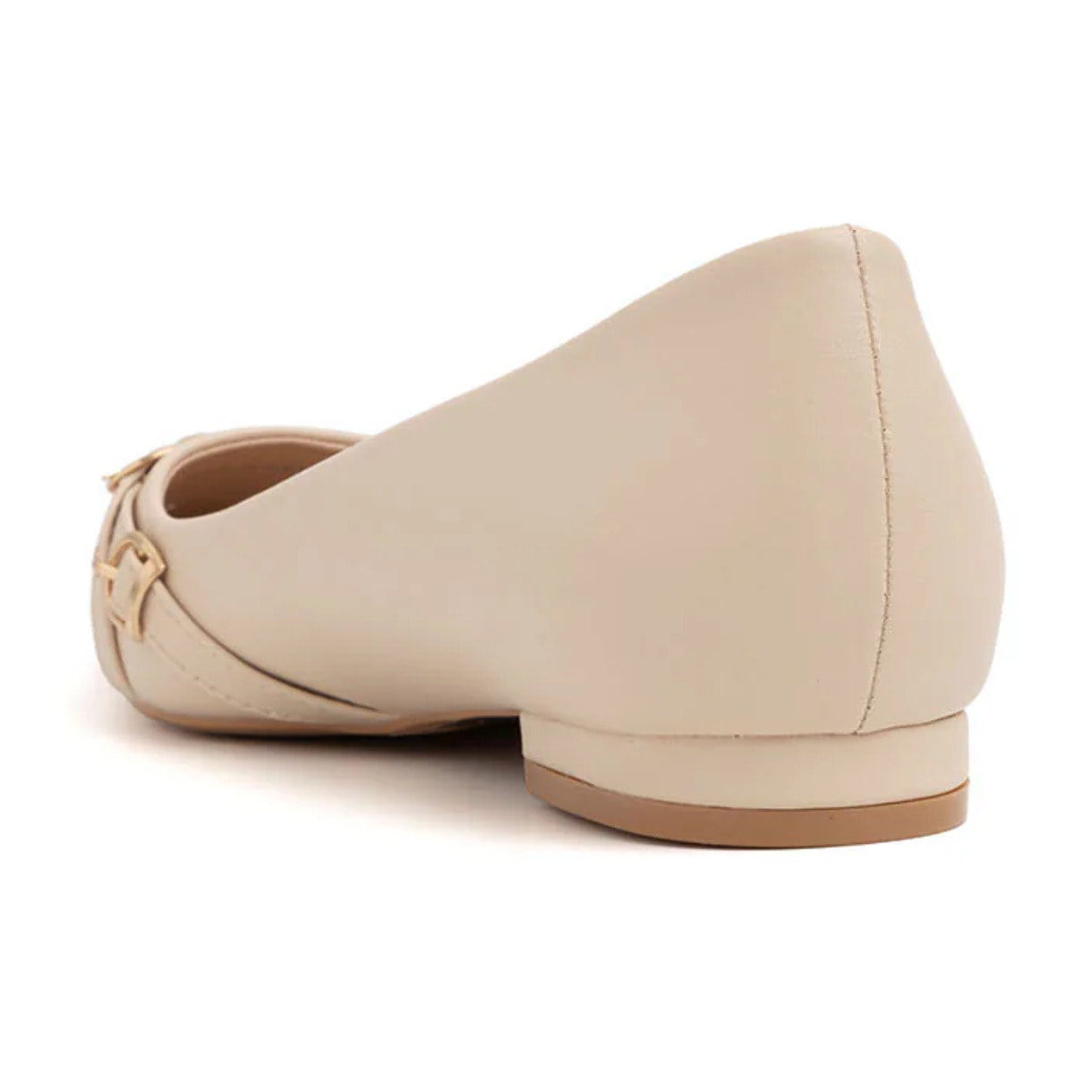 Ballerina bassa a punta con fibbie - BEIGE