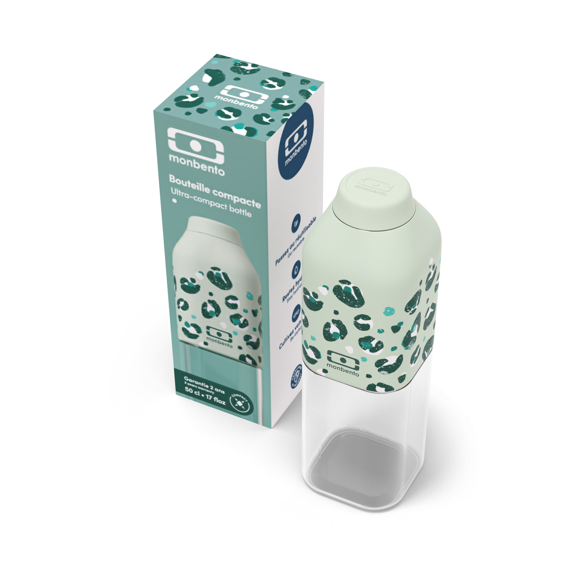 Bouteille réutilisable Positive M 500ml vert Léopard