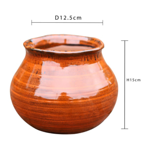 Vaso rotondo - Pezzi 6 - 12,5xH15x12,5cm - Colore: ArancioTropicale - Bianchi Dino -