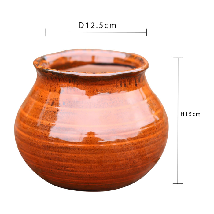 Vaso rotondo - Pezzi 6 - 12,5xH15x12,5cm - Colore: ArancioTropicale - Bianchi Dino -