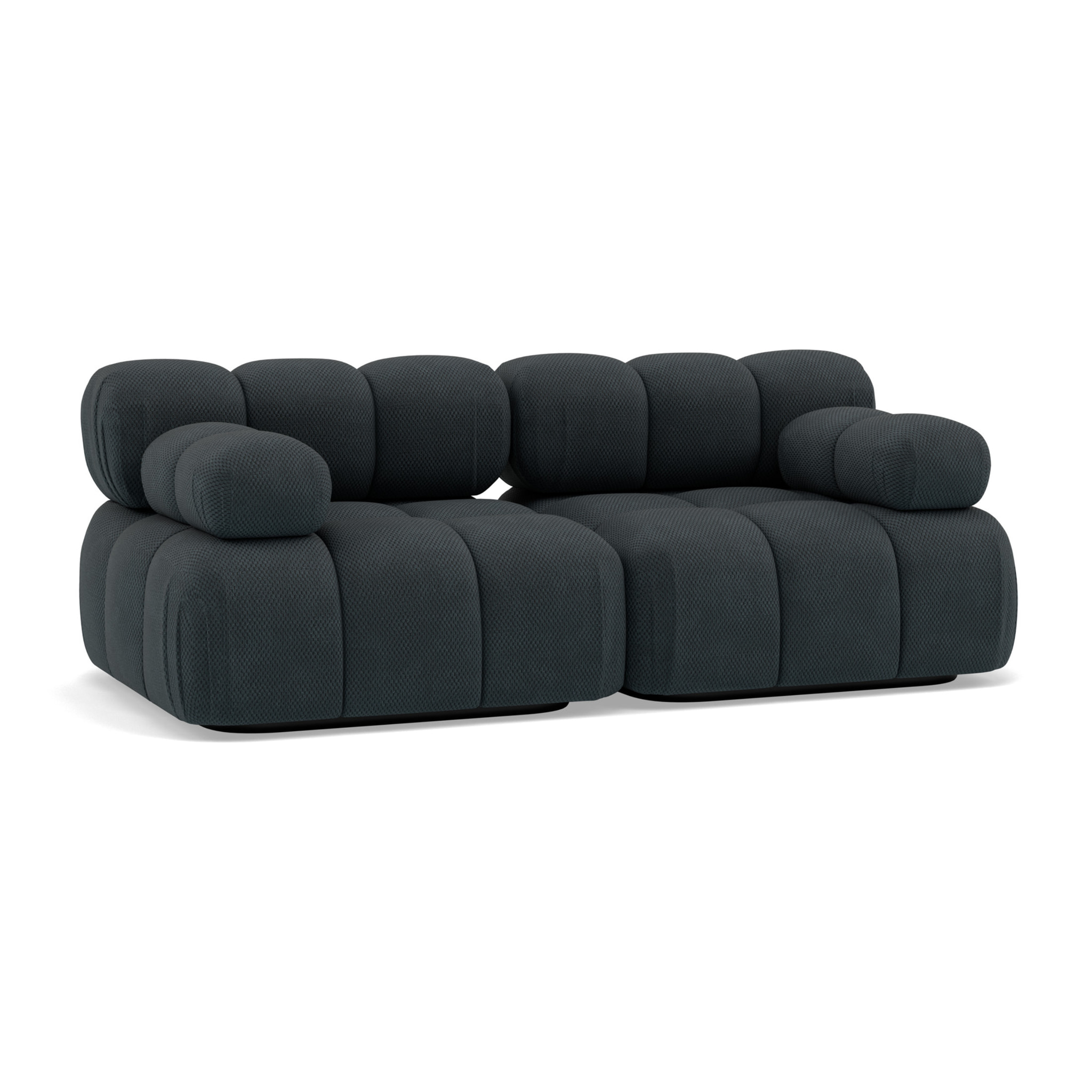 Ruby - canapé droit modulable 2 places en velours texturé - Noir