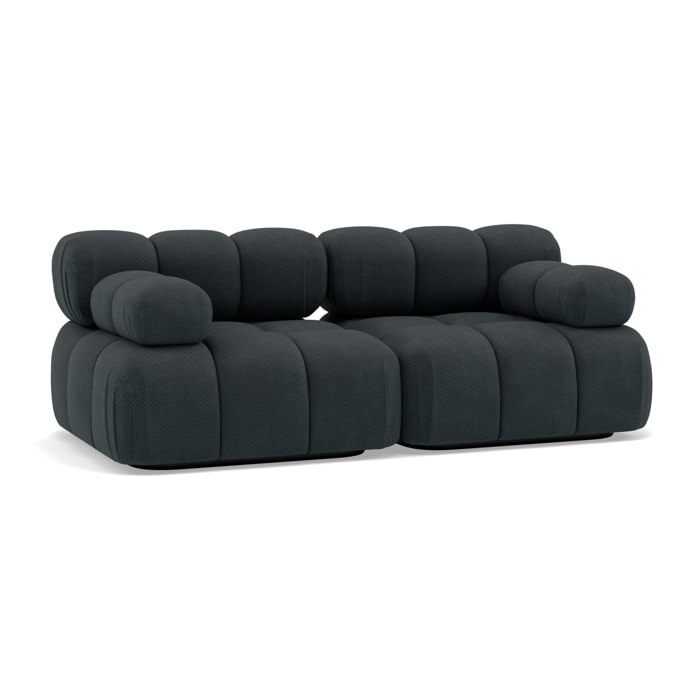 Ruby - canapé droit modulable 2 places en velours texturé - Noir