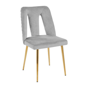 Sedia Imbottita in Effetto Velluto con Schienale Aperto e Gambe Oro, Design Moderno ed Elegante per Sala da Pranzo, Cucina, Soggiorno, Studio e Ufficio