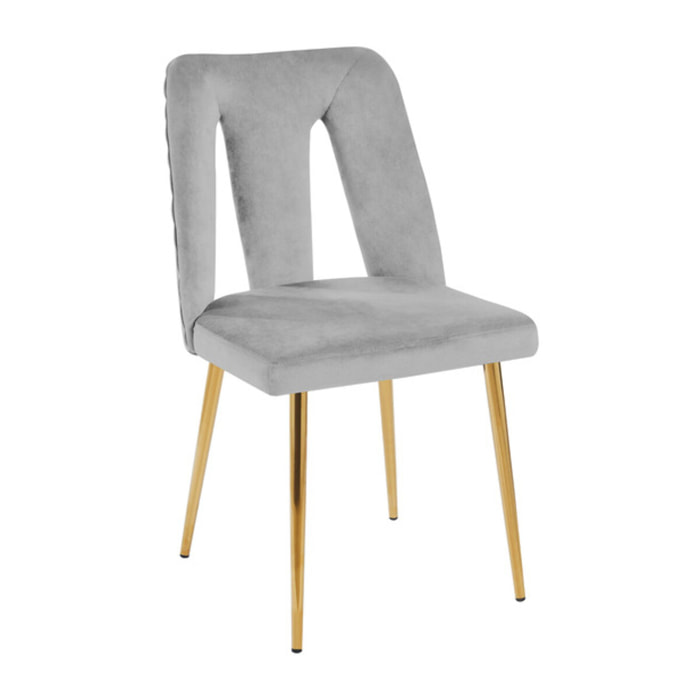 Sedia Imbottita in Effetto Velluto con Schienale Aperto e Gambe Oro, Design Moderno ed Elegante per Sala da Pranzo, Cucina, Soggiorno, Studio e Ufficio