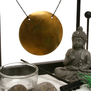 Jardin zen avec gong Devika 15x12cm bois