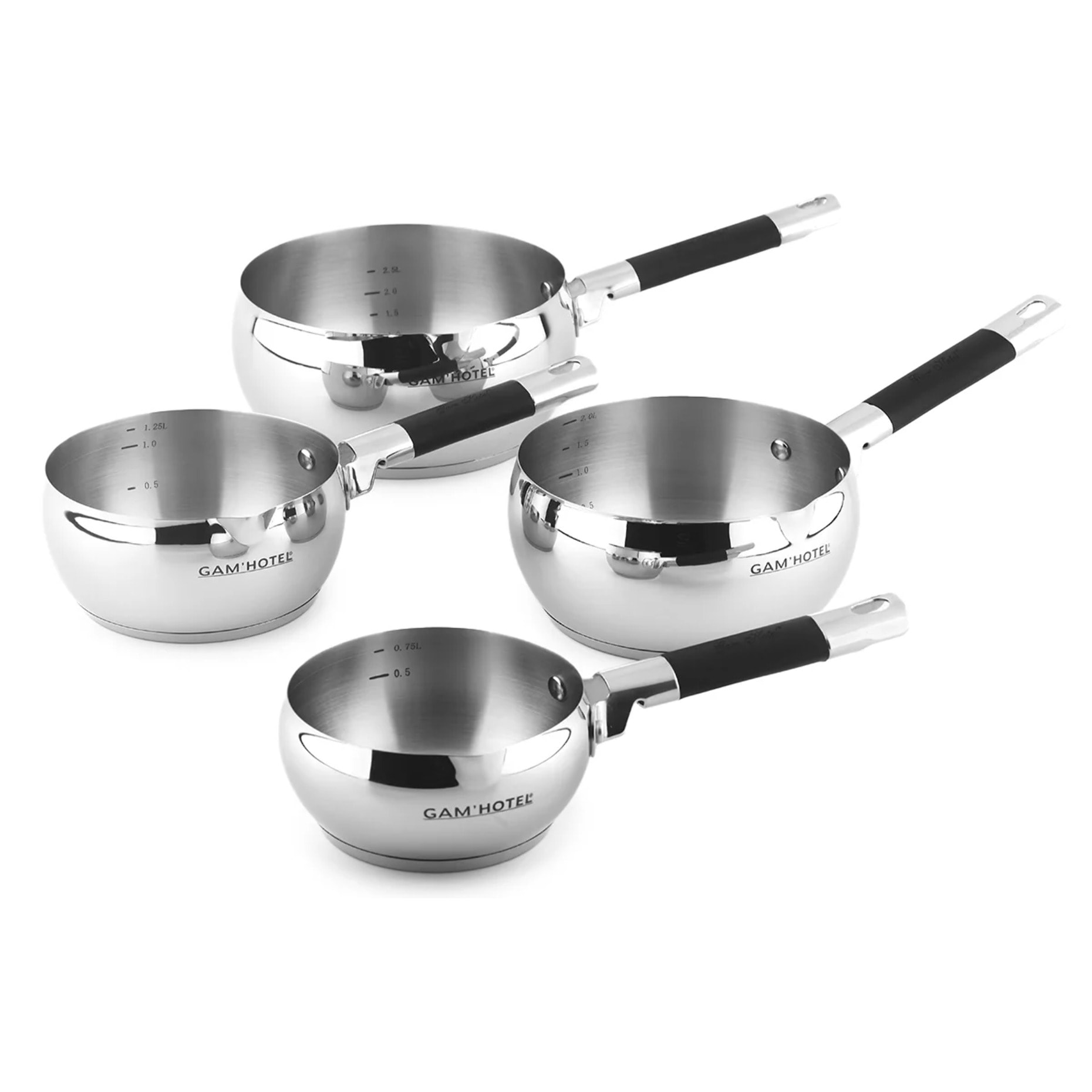Set de 4 casseroles en inox 18/8 (14,16,18,20 cm)