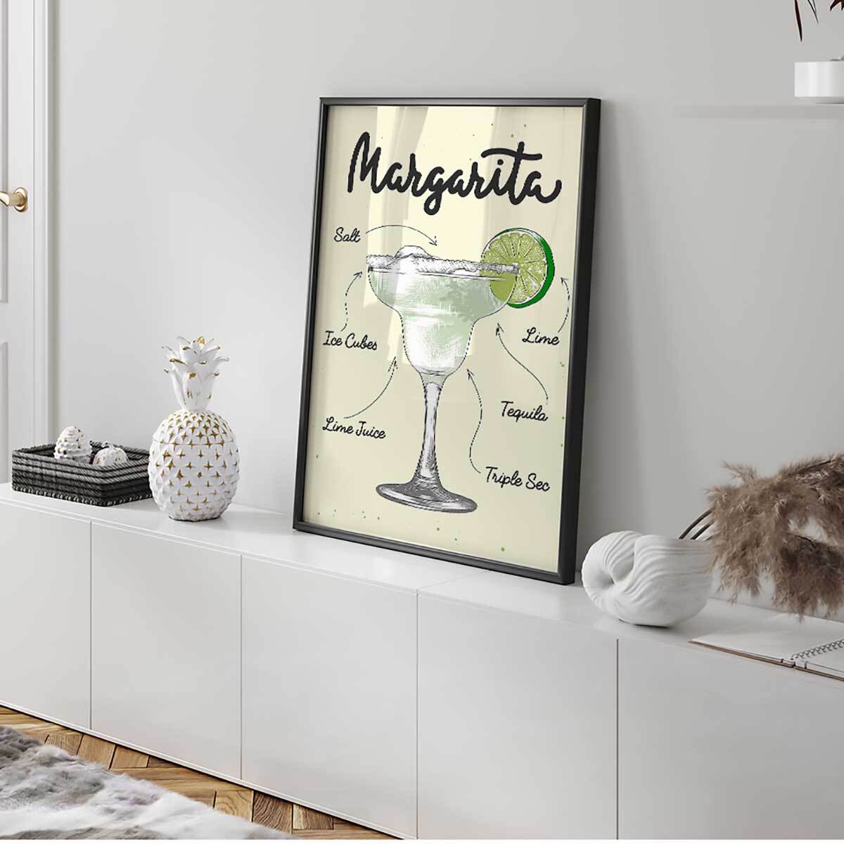 Affiche encadrée cocktail Margarita Affiche + cadre en métal - Noir